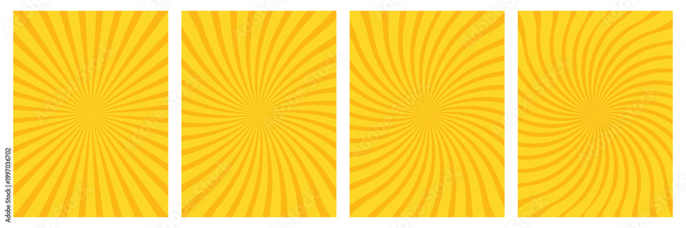 Fototapeta premium Yellow circus background set with sunburst and spiral rays pattern for carnival poster banner flyer invitation card and retro pop art style.