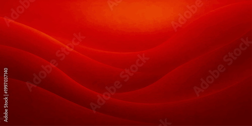 Elegant red silk and satin fabric texture with soft flowing waves and smooth curves creates a decorative textile backdrop for a luxury cloth material design illustration