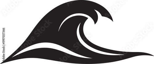 Black wave, ocean wave, surf icon, vector wave, sea wave