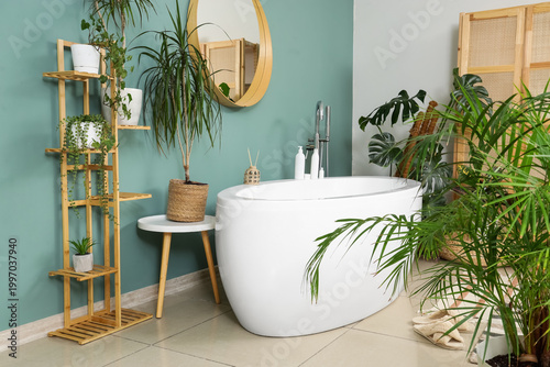 Interior of bathroom with s...