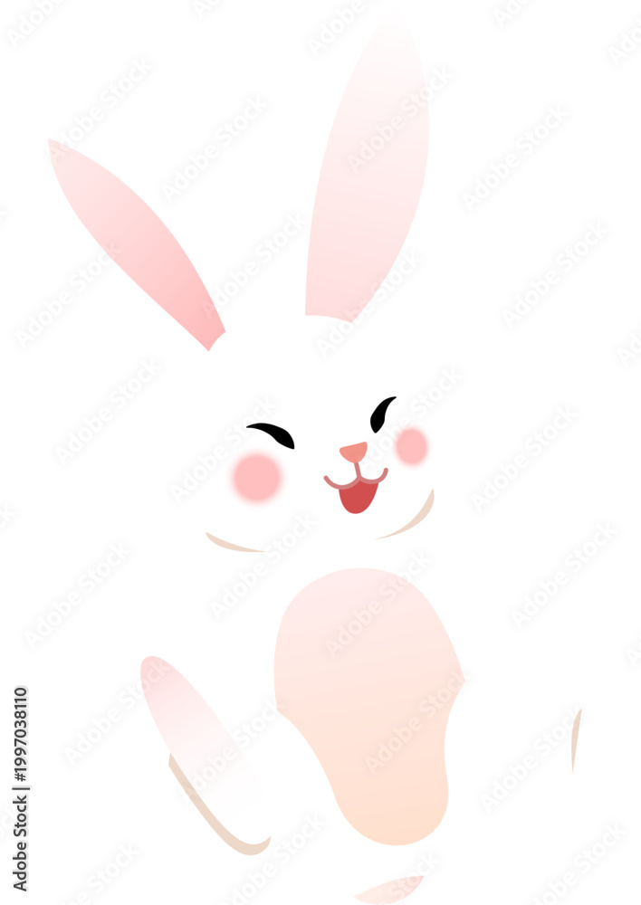 Fototapeta premium Cute Rabbit Happily Cheering
