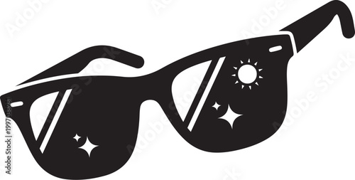 Black sunglasses icon, sun protection symbol, stylish eyewear, vector illustration