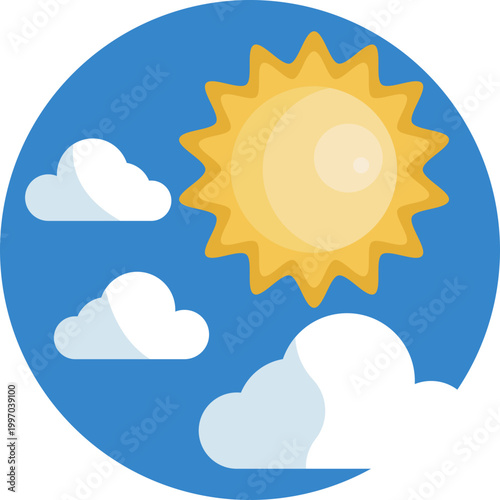 A bright sun with soft rays radiating outward, symbolizing warmth, positivity, and a cheerful mood.