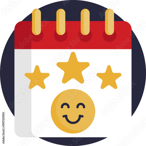 A calendar page featuring a smiling face, symbolizing joyful plans or happy upcoming events.