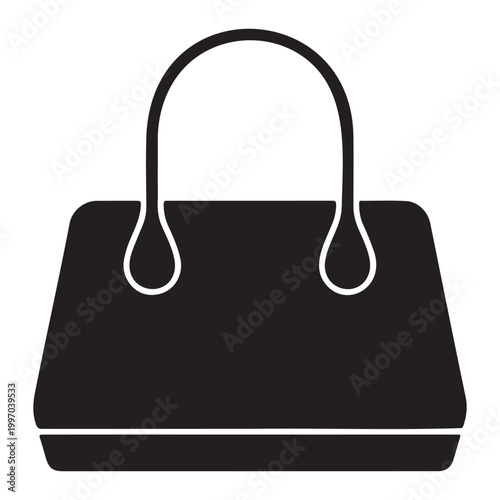 Women bag silhouette vector illustration, Black woman handbag, fashion female purse, shopping bag icon