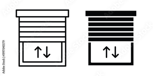 Jalousie icon on white background editable stroke and solid flat.