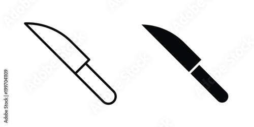 knife icon on white background editable stroke and solid flat.