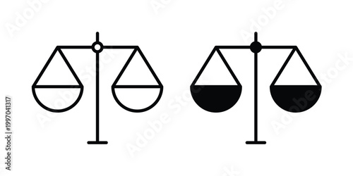 Law icon on white background editable stroke and solid flat.