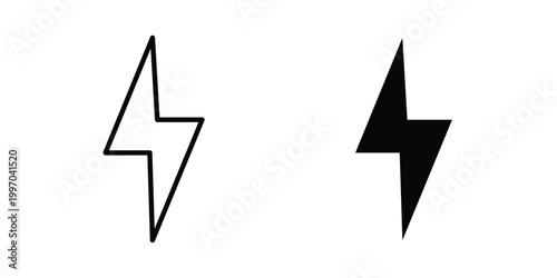 Fotografie Lightning icon on white background editable stroke and solid flat