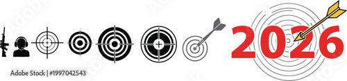Target and Focus Icon Set Featuring Bullseye, Dartboard, and Goal-Oriented Designs for Marketing, Strategy, and Business Growth