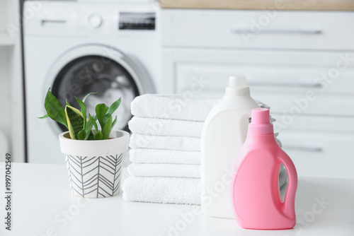 Stack of white towels with ...