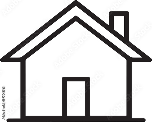 Simple house icon with chimney and door outline Vector
