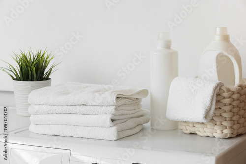 Basket with white towels, l...
