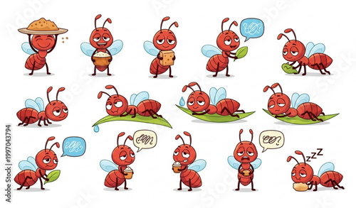 Adorable Cartoon Ants Colony, Cute Insects Vector