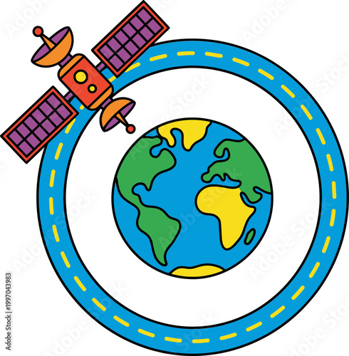Satellite orbit communication system Illustration