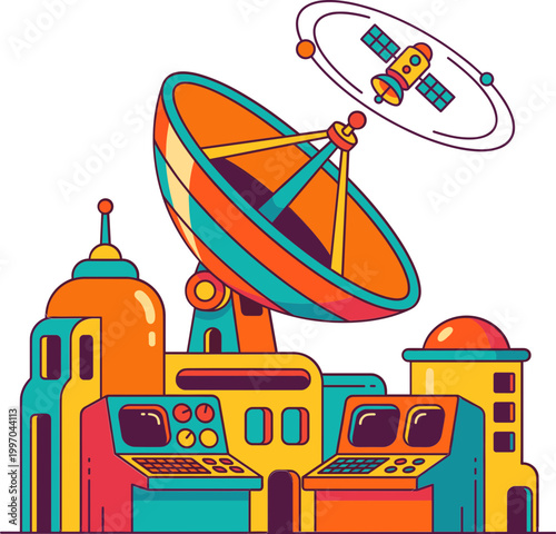 Satellite orbit communication system Illustration