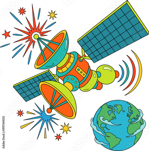 Satellite orbit communication system Illustration