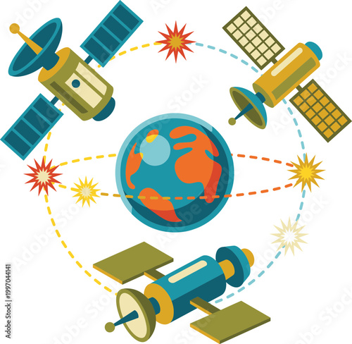 Satellite orbit communication system Illustration