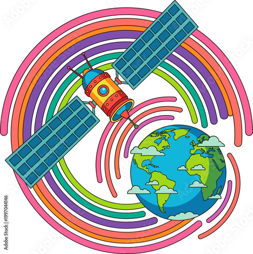 Satellite orbit communication system Illustration