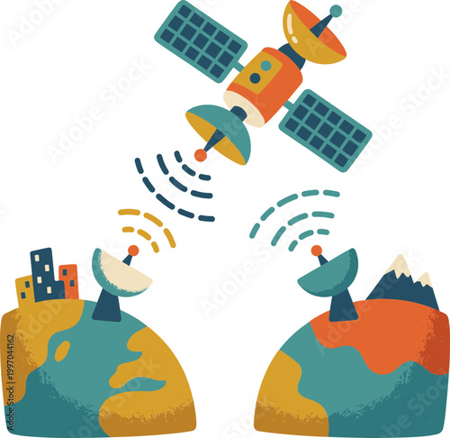 Satellite orbit communication system Illustration