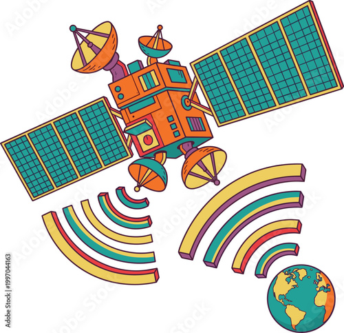Satellite orbit communication system Illustration