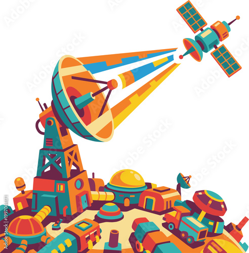 Satellite orbit communication system Illustration