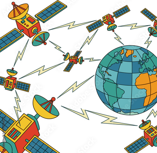Satellite orbit communication system Illustration