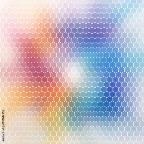 Pastel coloured abstract background with hexagonal design 