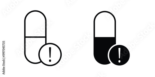 Overdose icon on white background editable stroke and solid flat.