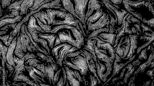 Abstract black and white viscous fluid flowing