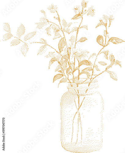 Quadro su tela Delicate floral branches in a glass jar with soft diffused light and subtle stip