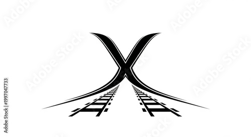 Abstract railway tracks crossing forming an X shape, symbolizing choice or intersection.