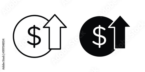 Profit growth icon on white background editable stroke and solid flat.