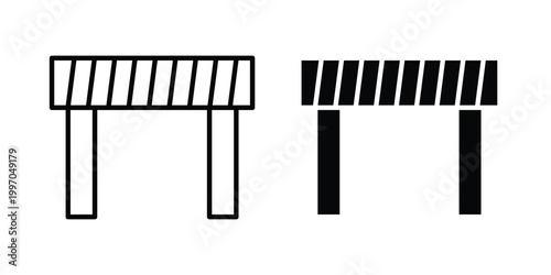 Roadblock icon on white background editable stroke and solid flat.