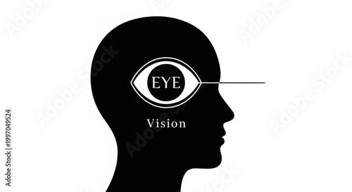 Silhouette of a human head revealing the concept of vision and perception within the mind.