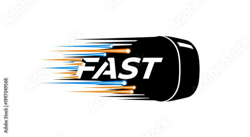Dynamic word FAST with motion blur effect conveying speed and acceleration