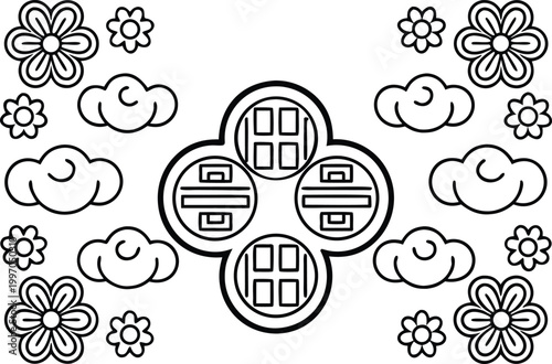 Chinese Auspicious Ornament Cultural Symbol. Traditional Chinese Lucky Ornament Design. Chinese Fortune Ornament Decorative Element. Auspicious Chinese Symbol Cultural Motif. Chinese Ornament