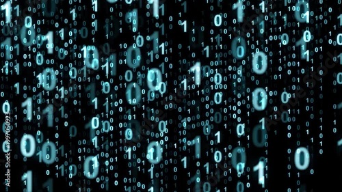 Binary Code Rain Falling Loop Background – Digital Matrix Style Animation