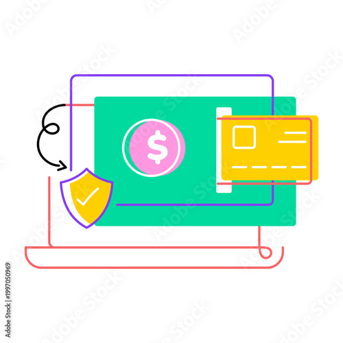 A flat style icon of a secure transaction

