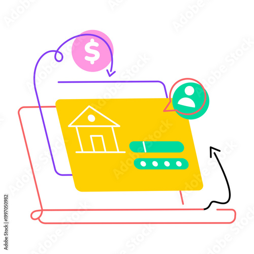 An icon of a bank account designed in flat style
