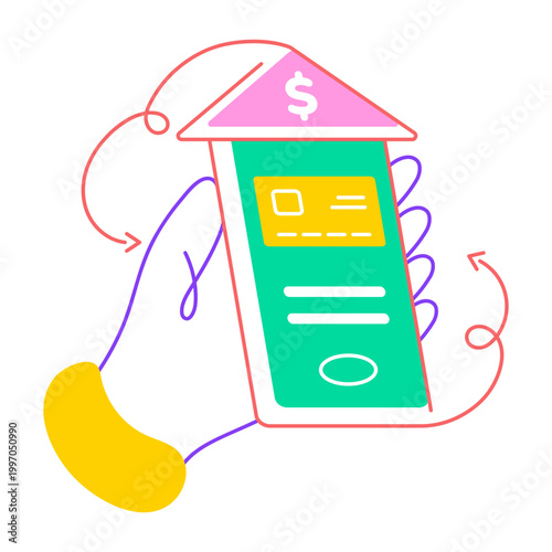 Drawing style icon of a banking app