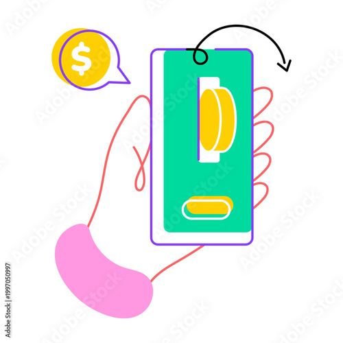 Flat style icon of an online payment
