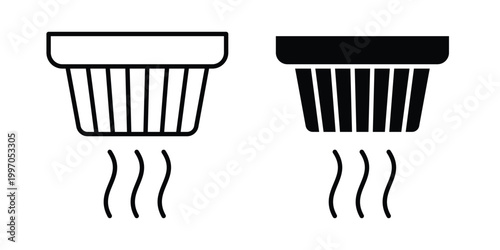 Smoke detector icon on white background editable stroke and solid flat.