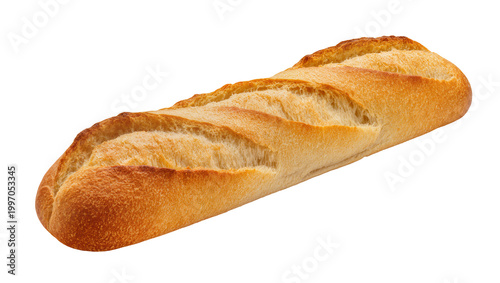 Obraz na plátně Rustic golden brown French baguette loaf with crusty texture