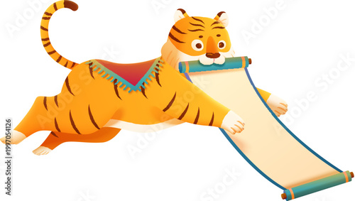 Tiger Biting A Paper Scroll