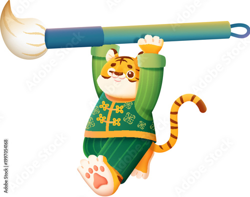 Tiger Raising A Calligraphy Brush