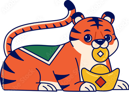 Cute Sitting Tiger with Sycee