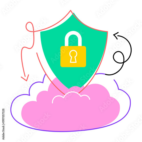 A drawing style icon of cloud protection
