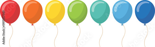 Colorful balloons set, bright party decoration elements collection, festive celebration vector illustration isolated design