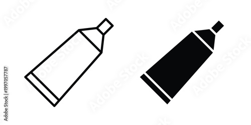 Toothpaste tube icon on white background editable stroke and solid flat.